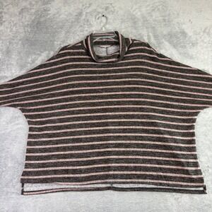 Andreé‎ by Unit Medium Pink Brown Striped Cowl Neck Tunic Top Boxy Oversized VTG